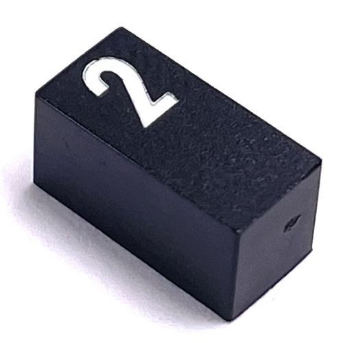 Modulex Tile 1 x 2 with White '2' Half Size print, without Internal Supports