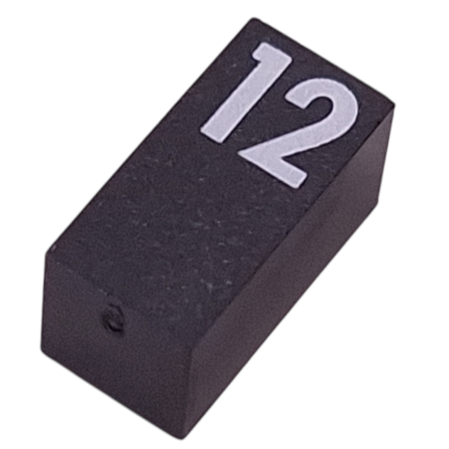 Modulex Tile 1 x 2 with White '12' Half Size print, without Internal Supports