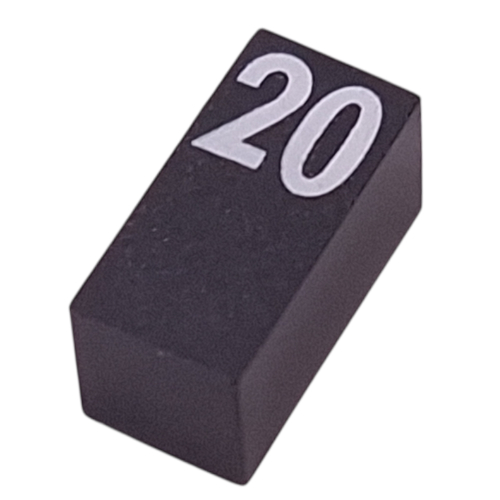 Modulex Tile 1 x 2 with White '20' Half Size print, without Internal Supports