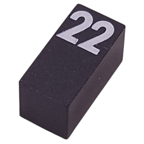 Modulex Tile 1 x 2 with White '22' Half Size print, without Internal Supports