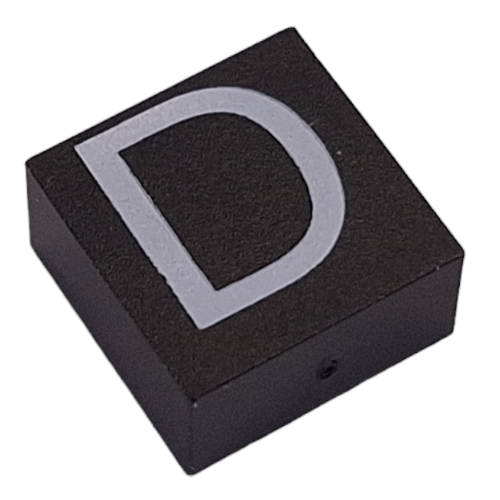 Modulex Tile 2 x 2 with White 'D' print, without Internal Supports