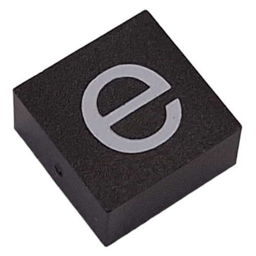 Modulex Tile 2 x 2 with White 'e' print, without Internal Supports