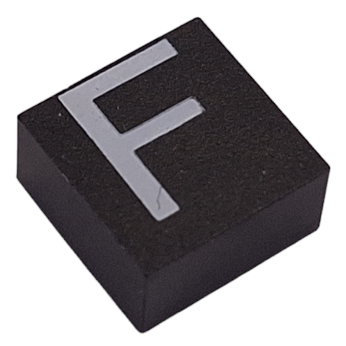 Modulex Tile 2 x 2 with White 'F' print, without Internal Supports