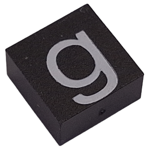 Modulex Tile 2 x 2 with White 'g' print, without Internal Supports