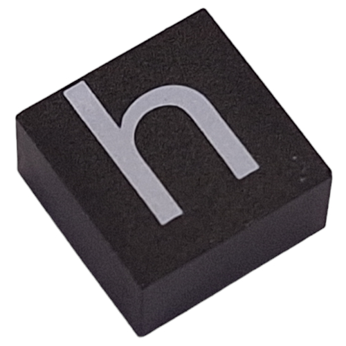 Modulex Tile 2 x 2 with White 'h' print, without Internal Supports