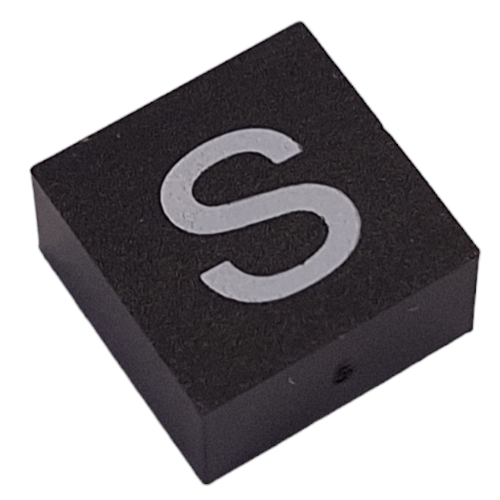 Modulex Tile 2 x 2 with White 's' print, without Internal Supports