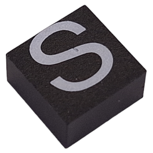 Modulex Tile 2 x 2 with White 'S' print, without Internal Supports