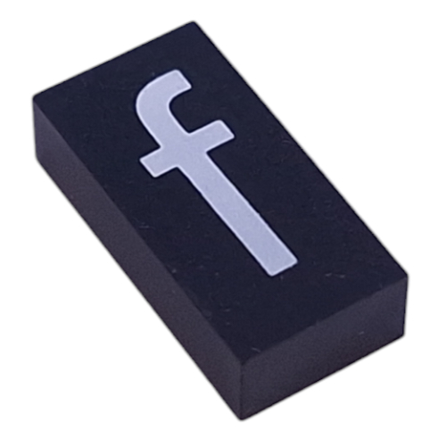 Modulex Tile 2 x 4 with White 'f' print, without Internal Supports