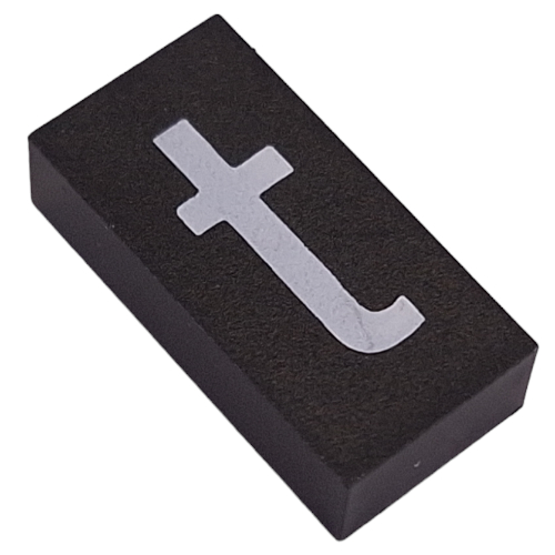 Modulex Tile 2 x 4 with White 't' print, without Internal Supports