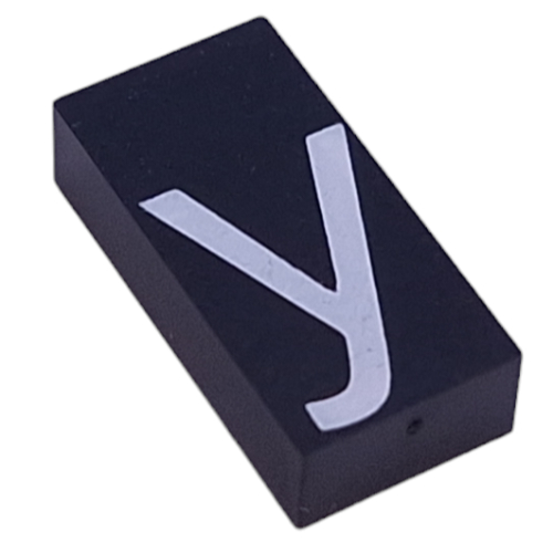 Modulex Tile 2 x 4 with White 'y' print, without Internal Supports