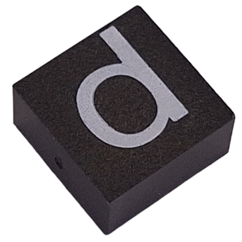 Modulex Tile 2 x 2 with White 'd' print, without Internal Supports