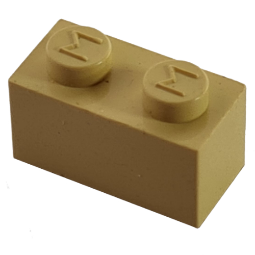 Modulex Brick 1 x 2 with M on Stud