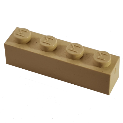 Modulex Brick 1 x 4 with M on Stud