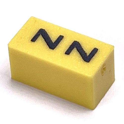 Modulex Tile 1 x 2 with Black 'Z Z' print, without Internal Supports