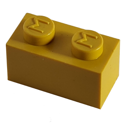 Modulex Brick 1 x 2 with M on Stud