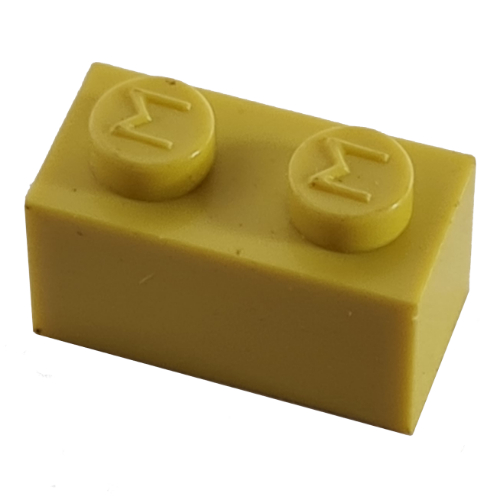 Modulex Brick 1 x 2 with M on Stud