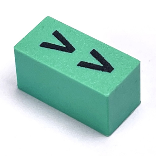 Modulex Tile 1 x 2 with Black 'V V' print, without Internal Supports