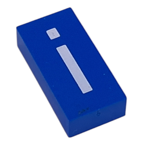 Modulex Tile 2 x 4 with White 'i' print, without Internal Supports