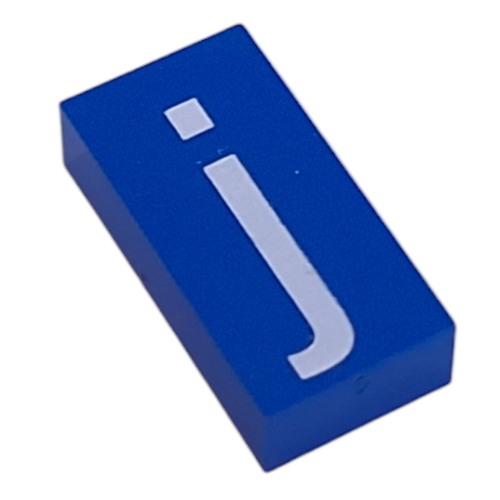 Modulex Tile 2 x 4 with White 'j' print, without Internal Supports