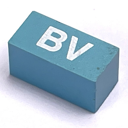 Modulex Tile 1 x 2 with White 'BV' print, without Internal Supports