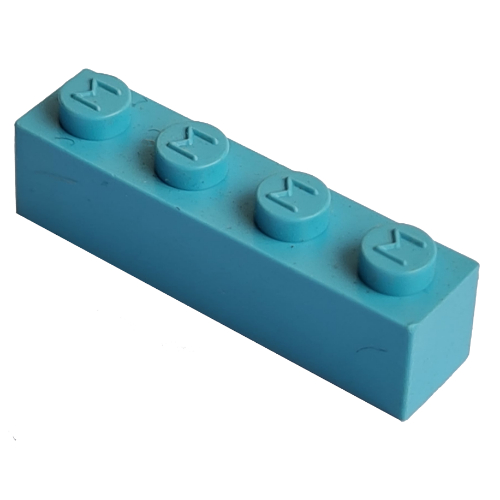 Modulex Brick 1 x 4 with M on Stud