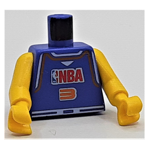 Torso Basketball Jersey, NBA Logo and '3' Print, Long One Piece Arms Yellow (NBA)