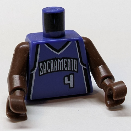 Torso Basketball Jersey, Sacramento Kings #4' Print, Long One Piece Arms Brown (NBA)