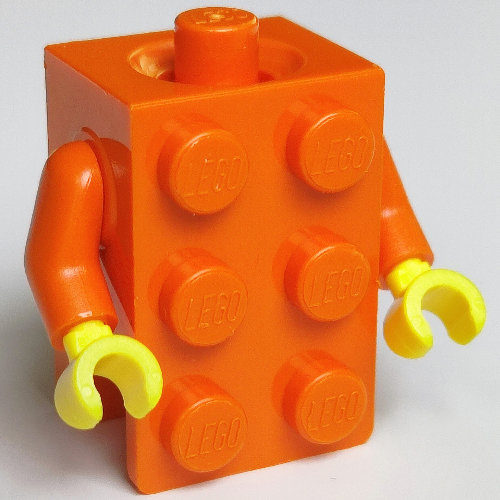 Minifig Torso Brick Suit with Yellow Hands