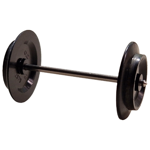 LEGO part Axle Steel 5 x 112 LDU with Conical Ends with Two Train Wheels 9V
