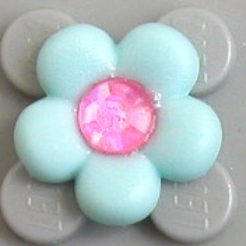 Clikits Icon, Flower 2 x 2 Small, 5 Petals with Pin [Frosted] Trans-Pink Center Facet Gem