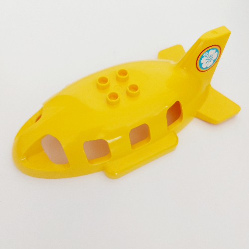Duplo Airplane Midsize Fuselage Upper with Tail with Flower print