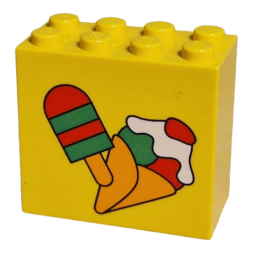 Brick 2 x 4 x 3 with Popsicle and Ice Cream Cone Print