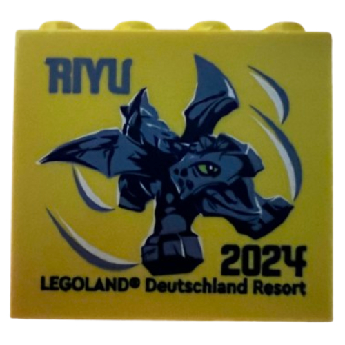 Brick 2 x 4 x 3 with 'LEGOLAND Deutschland Resort RIYU 2024' Dragon Print