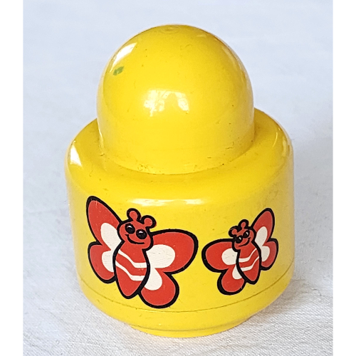 Primo Brick 1 x 1 with Round Rattle, Butterflies print