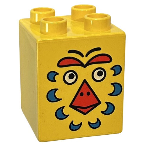 Duplo Brick 2 x 2 x 2 with Bird Face Print