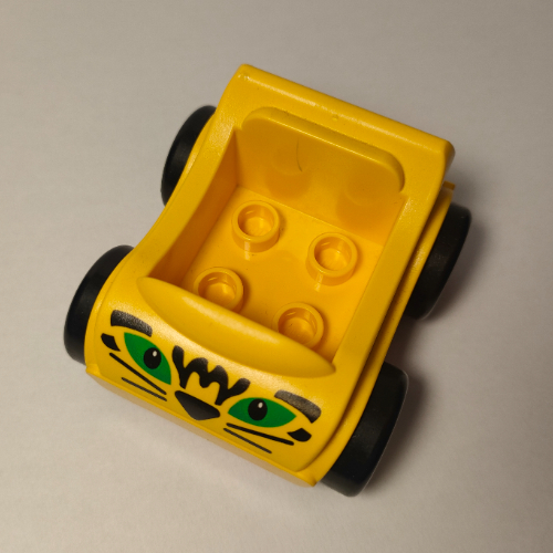 Duplo Car with Silver Wheels and Tiger Face Print
