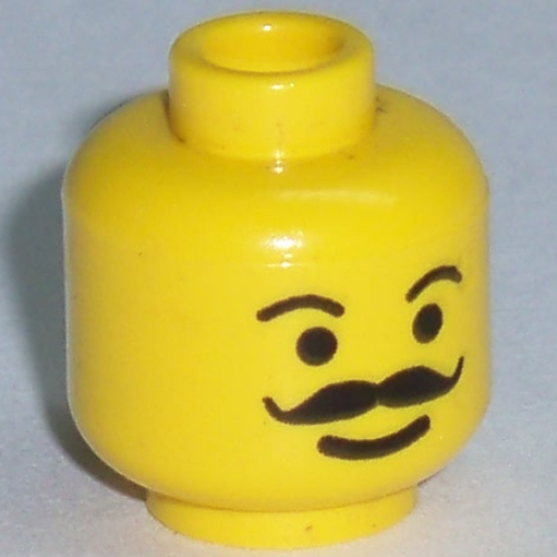 Minifig Head, Moustache Curly and Full, Plain Eyebrows Print [Blocked Open Stud]