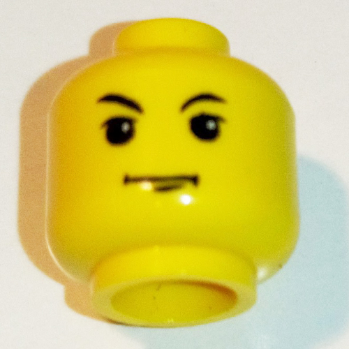 Minifig Head Tom Riddle (Voldemort), White Pupils, Arched Right Brow, Chin Dimple Print [Blocked Open Stud]