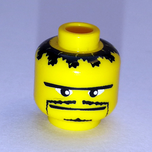 Minifig Head Basketball Player, Moustache Thin, Small Goatee, Straight Connected Brow Print