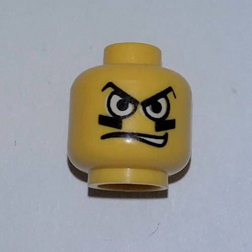 Minifig Head Basketball Player / Snowboarder, White Eyes, Black Eyegrease, Wavy Mouth Print [Blocked Open Stud]