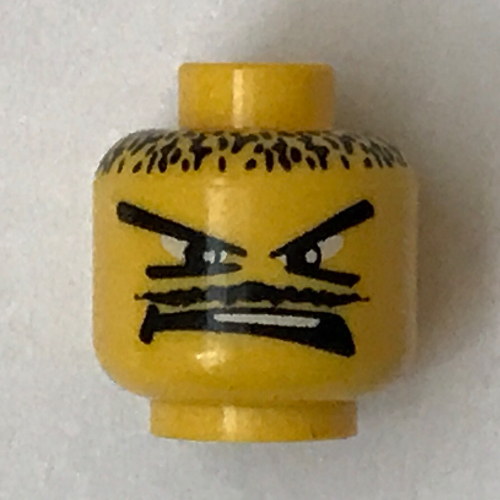 Minifig Head Basketball Player, Moustache Thin, V Brow Eyes Print [Blocked Open Stud]