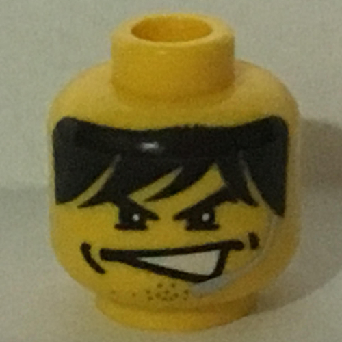 Minifig Head Charge, Male, Partially Open Mouth, Dimples, Stubble, Headset Print [Blocked Open Stud]