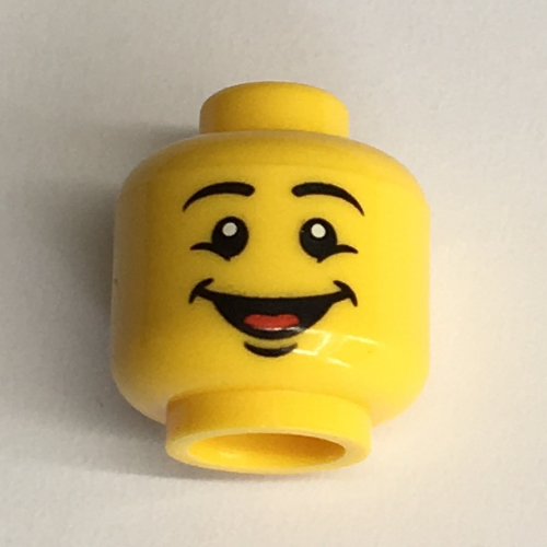 Minifig Head, Eyebrows, Open Mouth Smile with Tongue Print [Blocked Open Stud]