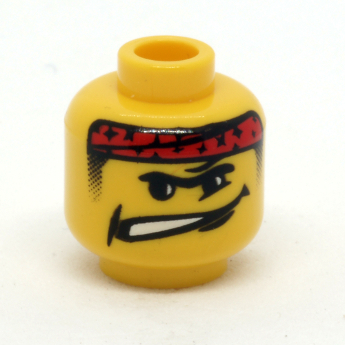 Minifig Head, Headband Red with White Grimace Print