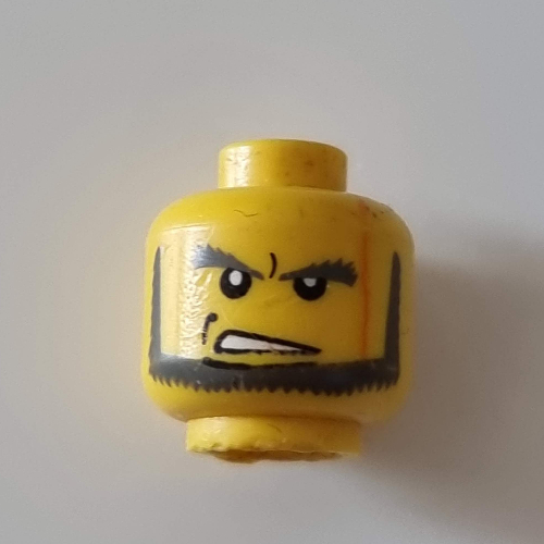 Minifig Head, Beard with Angry Eyebrows and Open Mouth Print