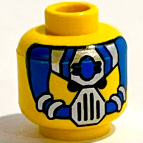 Minifig Head Aldar Beedo / Hydronaut, Blue and Silver Mask Type 1 Print [Blocked Open Stud]