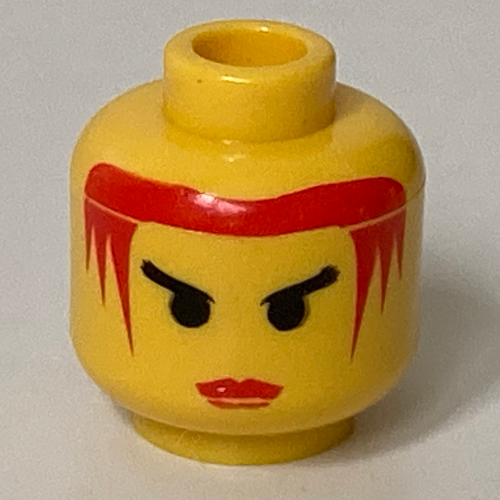 Minifig Head Princess Storm, Red Lips and Red Hair, Angry Black Eyebrows Print