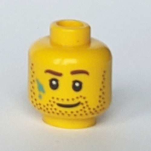 LEGO part Minifig Head, Beard Stubble, Brown Eyebrows and Paint Stains