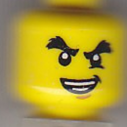 Minifig Head Cole, Bushy Eyebrows, Chin Dimple, Open Mouth Crooked Smile Print
