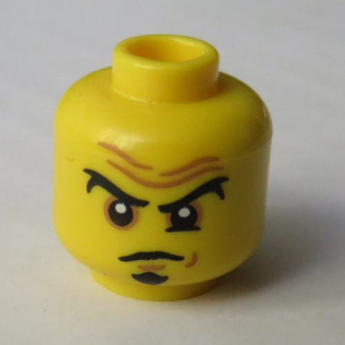 Minifig Head Neuro, Eyebrows, Goatee, Wrinkles, Serious Expression Print
